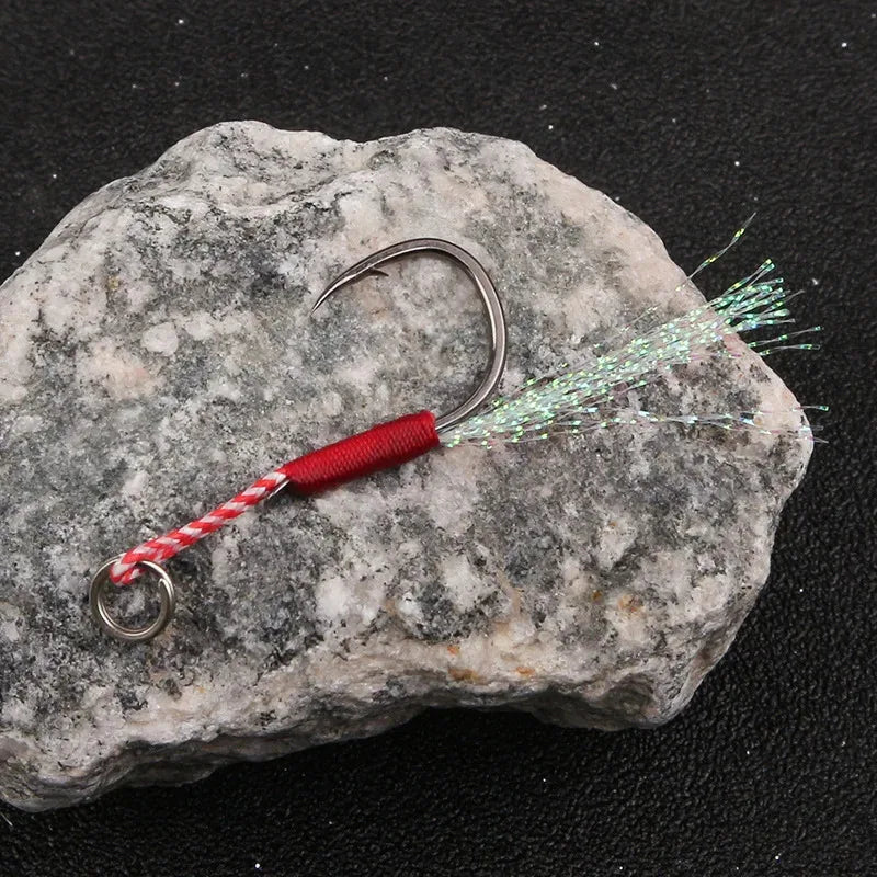 Carbon Steel Barbed Single Jig Hooks – Thread Feather Fishing Lure