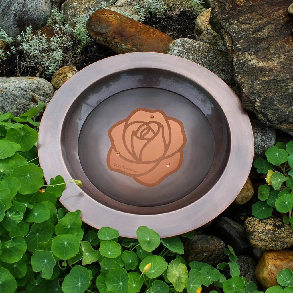 Copper Bird Bath Plate Birdbath Purification Disc with Triple-Point Support Birdbath Bowl Purifier Plate for Backyard Bird Bath Zpaxo