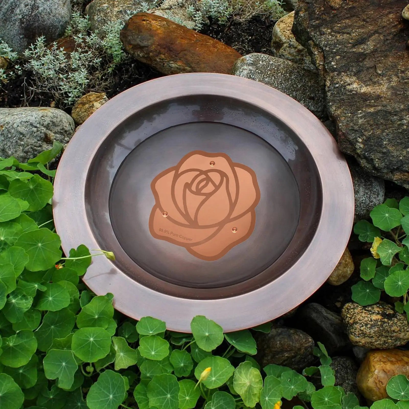 Copper Bird Bath Plate Birdbath Purification Disc with Triple-Point Support Birdbath Bowl Purifier Plate for Backyard Bird Bath Zpaxo