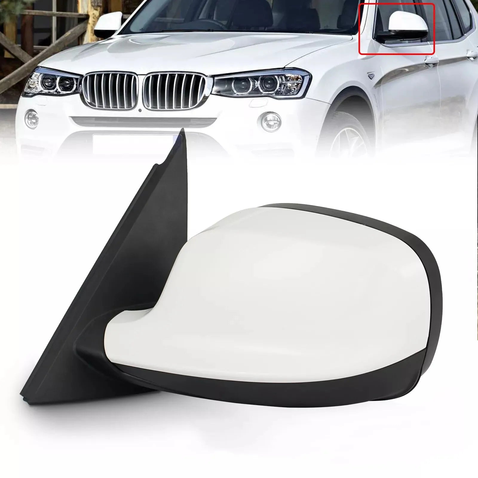 White ABS Left Right Side Mirror Power Adjustment Heated Replacement