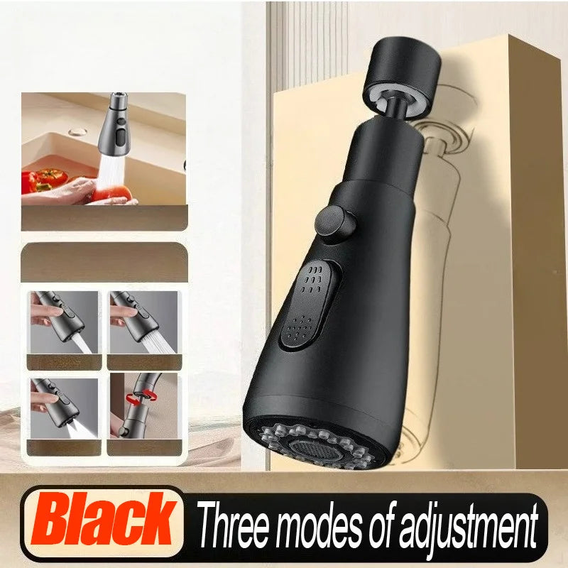 Universal Kitchen Faucet Extender 360° Swivel Aerator Plastic Splash Guard Strainer Sink Aerator Spout Kitchen Accessories Zpaxo Black