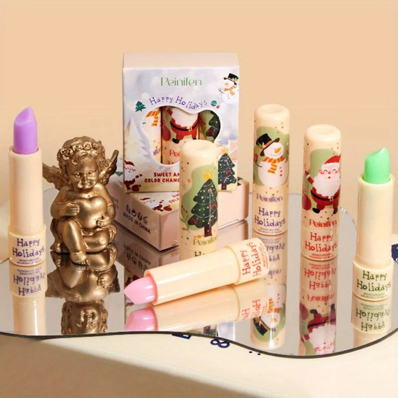 3 Pcs Fruit Colored Lip Balm Set Lipstick Colorless Base Moisturizing and Moisturizing Zpaxo