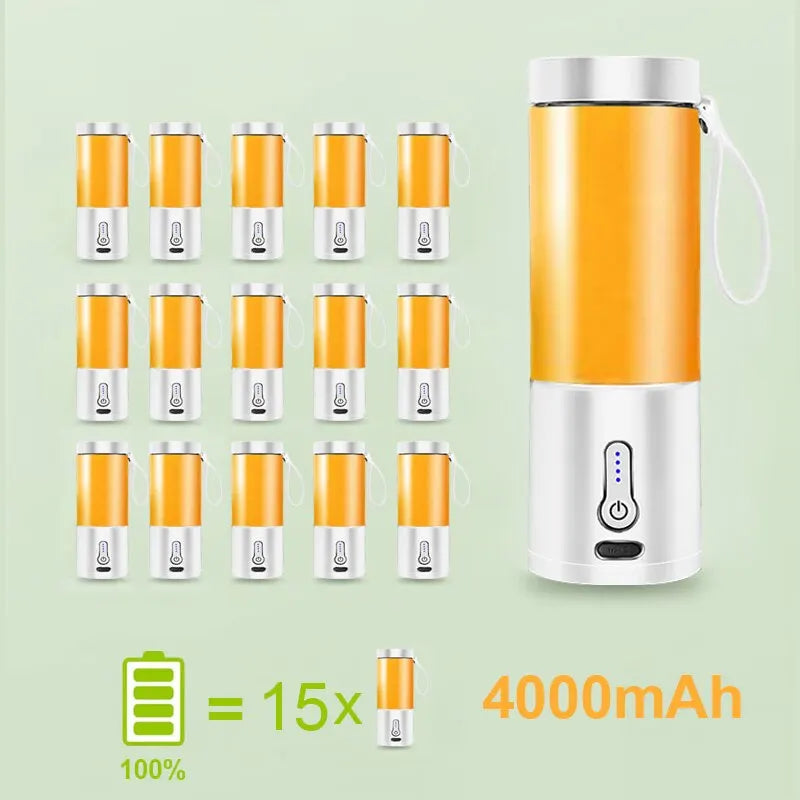 530ML Powerful Portable Blender for Smoothies Shakes USB Rechargeable Food Processor Fruit Mixer Machine Mini Juicer Blender Cup Zpaxo