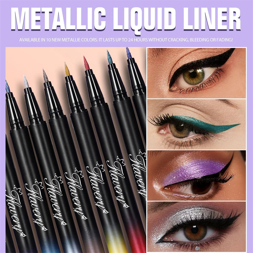 Pearlescent Smoked Black Purple Eyeliner Pen Glitter Metallic Shimmer Zpaxo