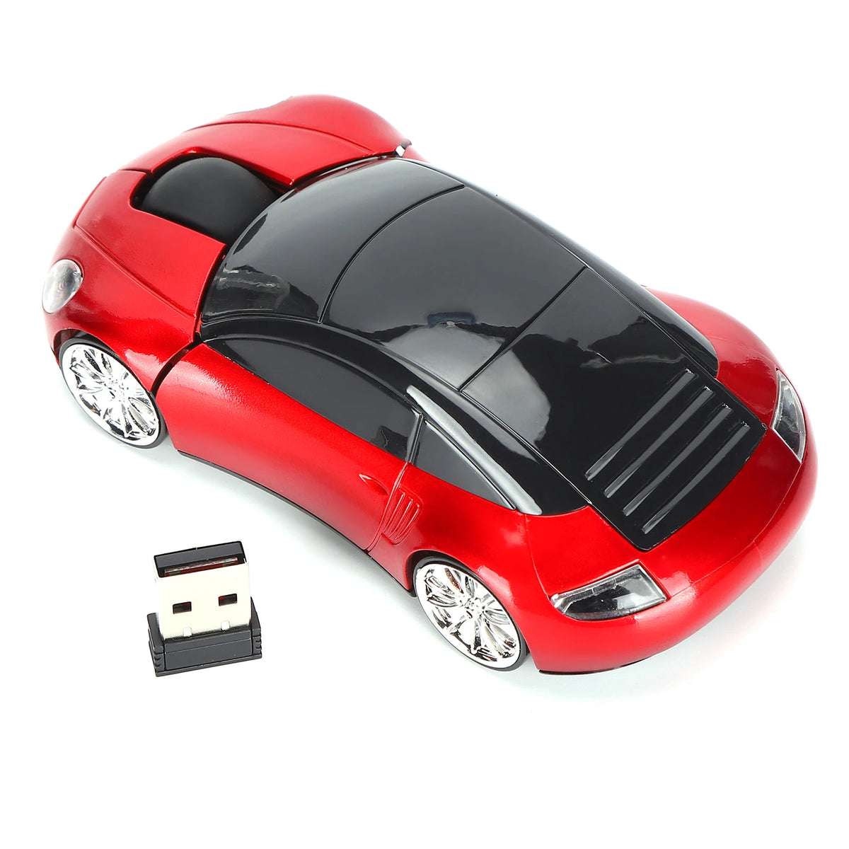 Laptop Mouse Smart Carshaped Portable Cordless USB Receiver Office Zpaxo Red