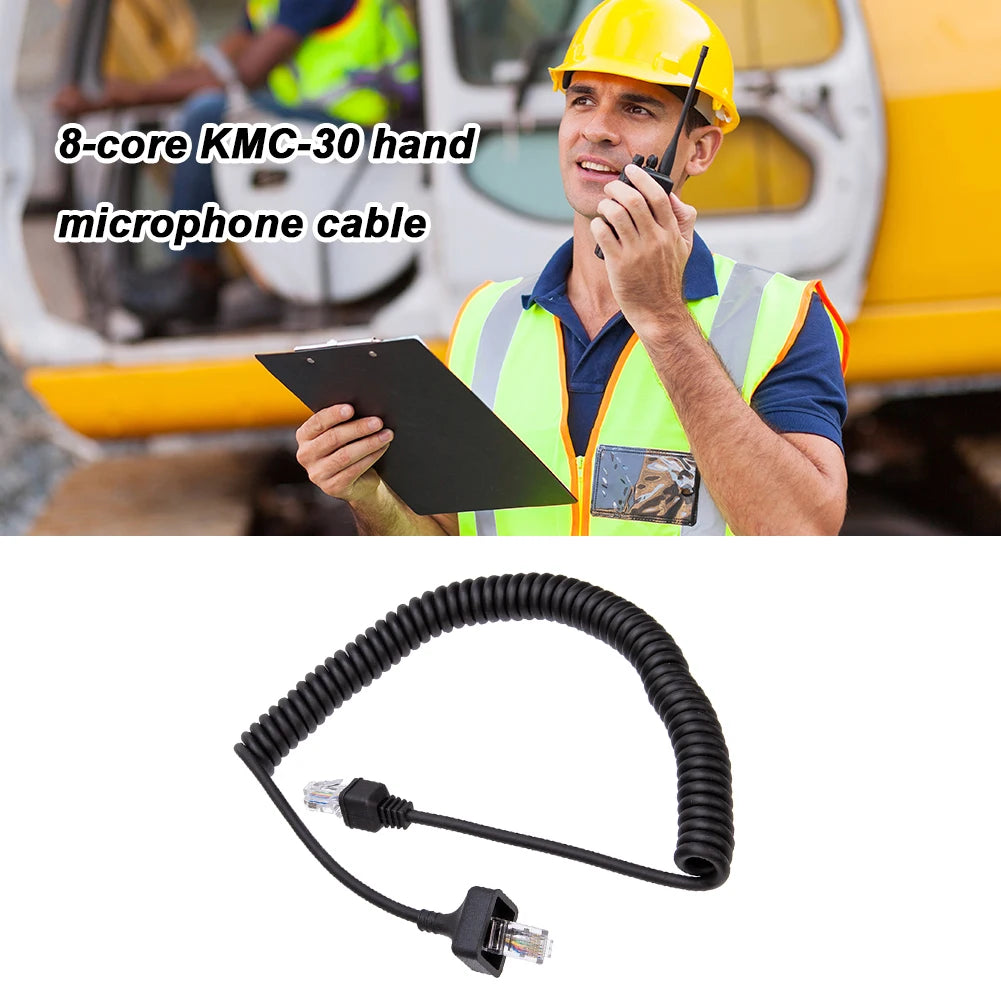 8 Pin Microphone Cord Easy Install RJ-45 Mic Cable Heavy Duty Coiled Zpaxo Default Title