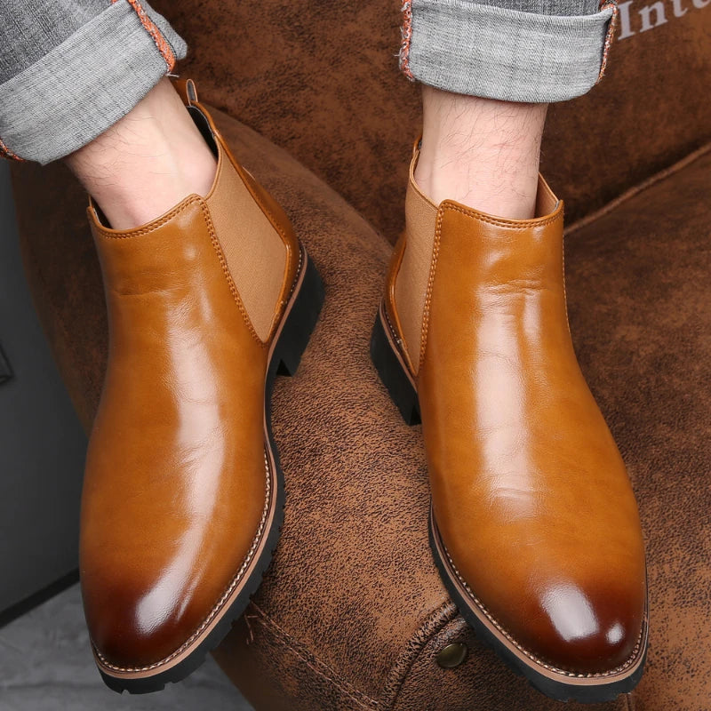 Brown Burnished Leather Lace Up Chunky Sole Formal Business Office Zpaxo