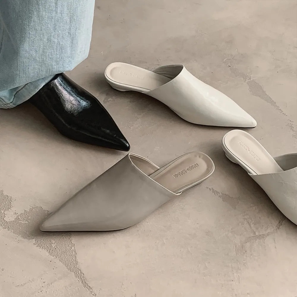 2025 Flats Lady Sandals Slippers Slip Pointed Toe Women Mules Outdoor