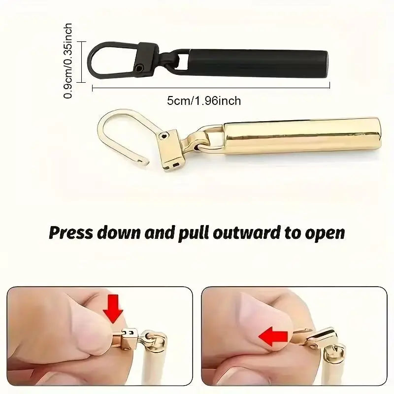 4pcs Universal Zipper Pull Tabs – Detachable Metal Heads, Replacement for Bags & Clothing Zpaxo