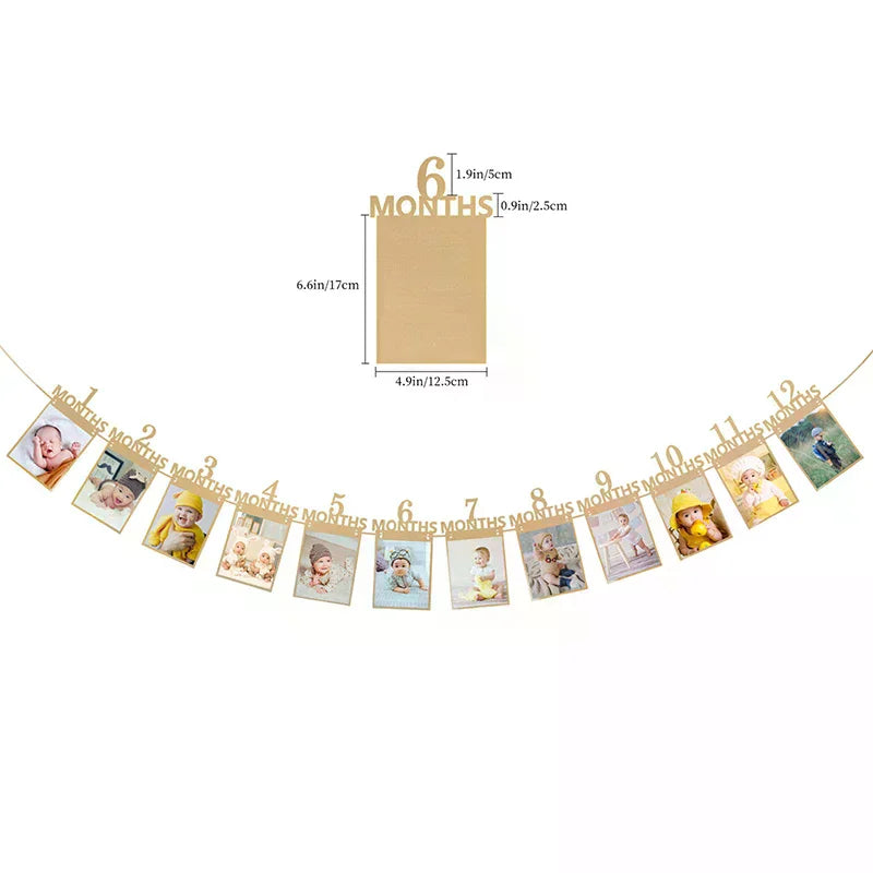 Banner Baby One Year Birthday Picture Photo Born 12 Months Frame Clip Zpaxo