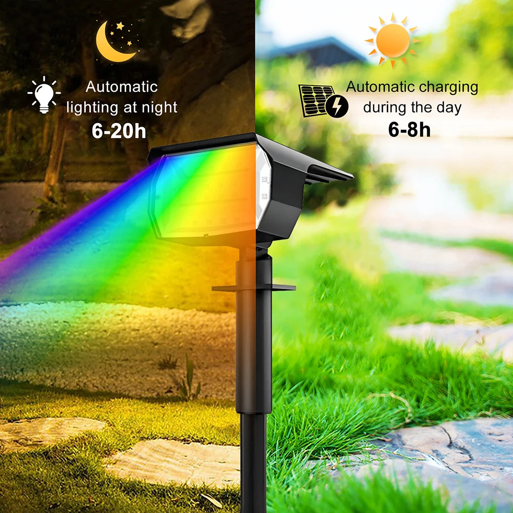 Solar Spot Light Outdoor Color Changing RGB 48/37/20LED Solar Powered Landscape Spotlight Garden Decor Pathway Walkway Christmas Zpaxo