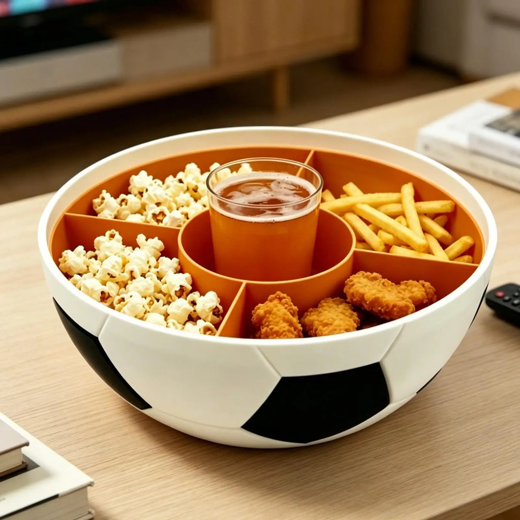 Serving Bowls Soccer Pattern Snack Tray Divider Candy Bowl Watching