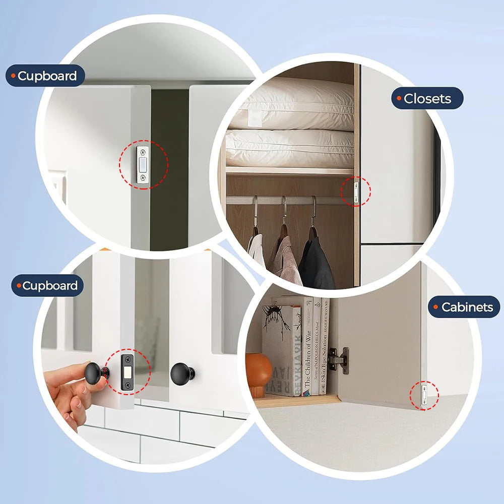 Magnetic Cabinet Catches Ultra Thin Door Strong Magnets Stopper Invisible Adhesive Drawer Magnet Lock for Kitchen Closet Closer Zpaxo