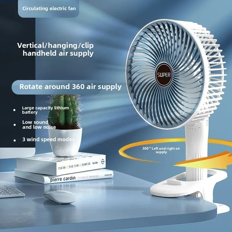 Multifunctional Clip Fan Desktop Wideangle Blower Hanging Wall Fan Threespeed High-wind Handheld Portable Fan Must Have Outdoors Zpaxo