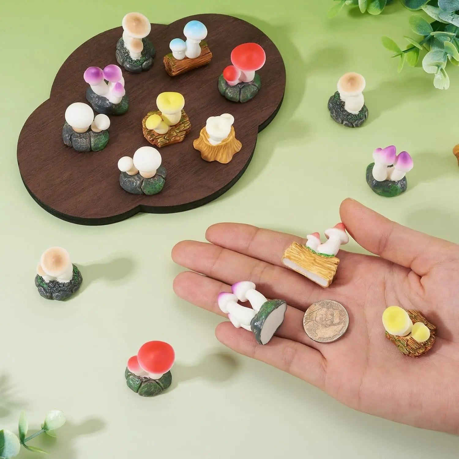 Mini Mushroom Figurines – Hand Painted Resin Fairy Garden Decor