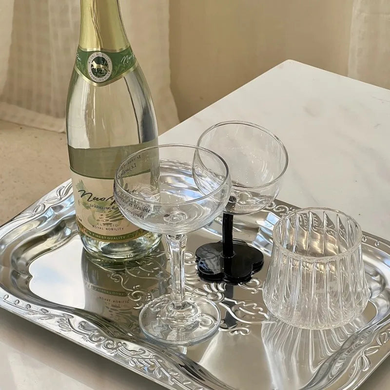 1PCS English-style Vintage Tray Pattern Metal Dining Tray, Household and Commercial Storage Tray, Rectangular Dim Sum Fruit Tray Zpaxo