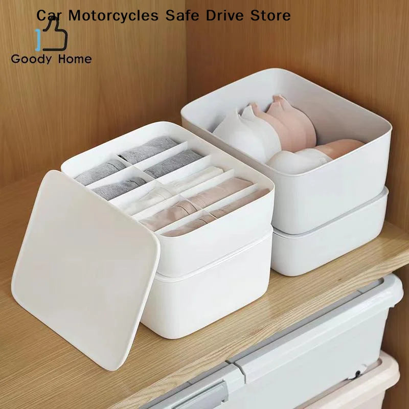 CM1 10 15 Grid Plastic Underwear Storage Box Removable Dividers Lids
