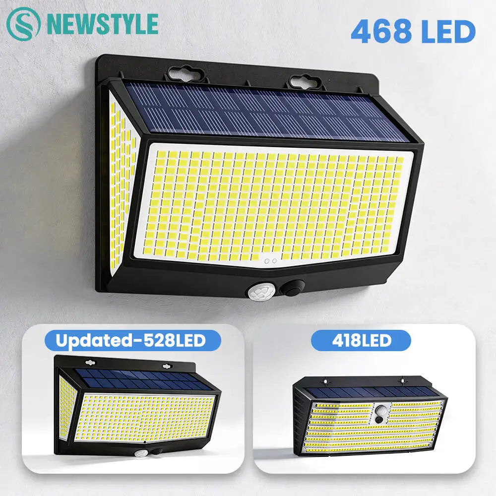 1-2PC Solar Motion Sensor Lights Outdoor 528/468 LED Solar Security Lights Solar Powered Lights Waterproof Wall Light Garden Zpaxo