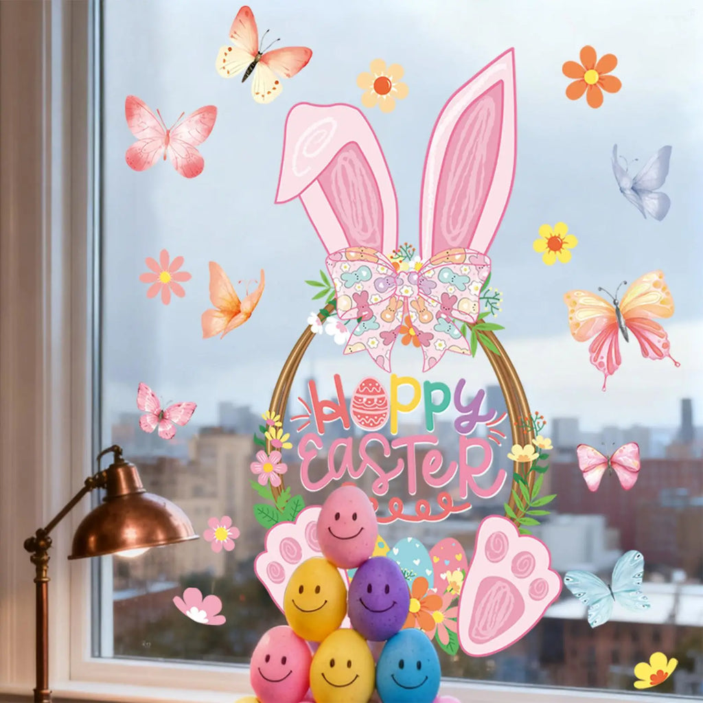 Easter Window Clings Static Decals Double Sided Spring Bunny Decor