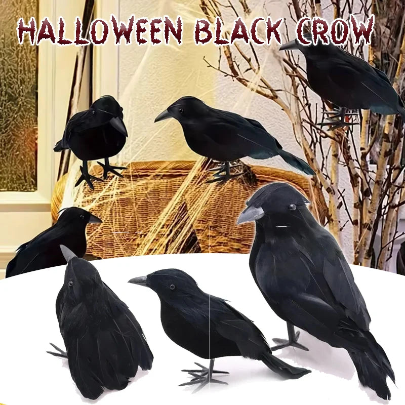Realistic Black Crow Decoy Model Halloween Decor Outdoor Pest Control Zpaxo