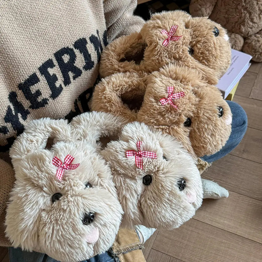 Fluffy Cartoon Women's Home Slippers Winter Cute Plush Luxury