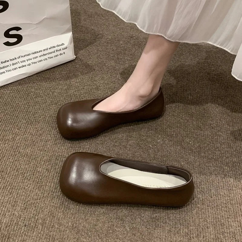 Women Flat Shoes Casual Shallow Mouth Single Round Toe Slip Women's Zpaxo 36 Brown