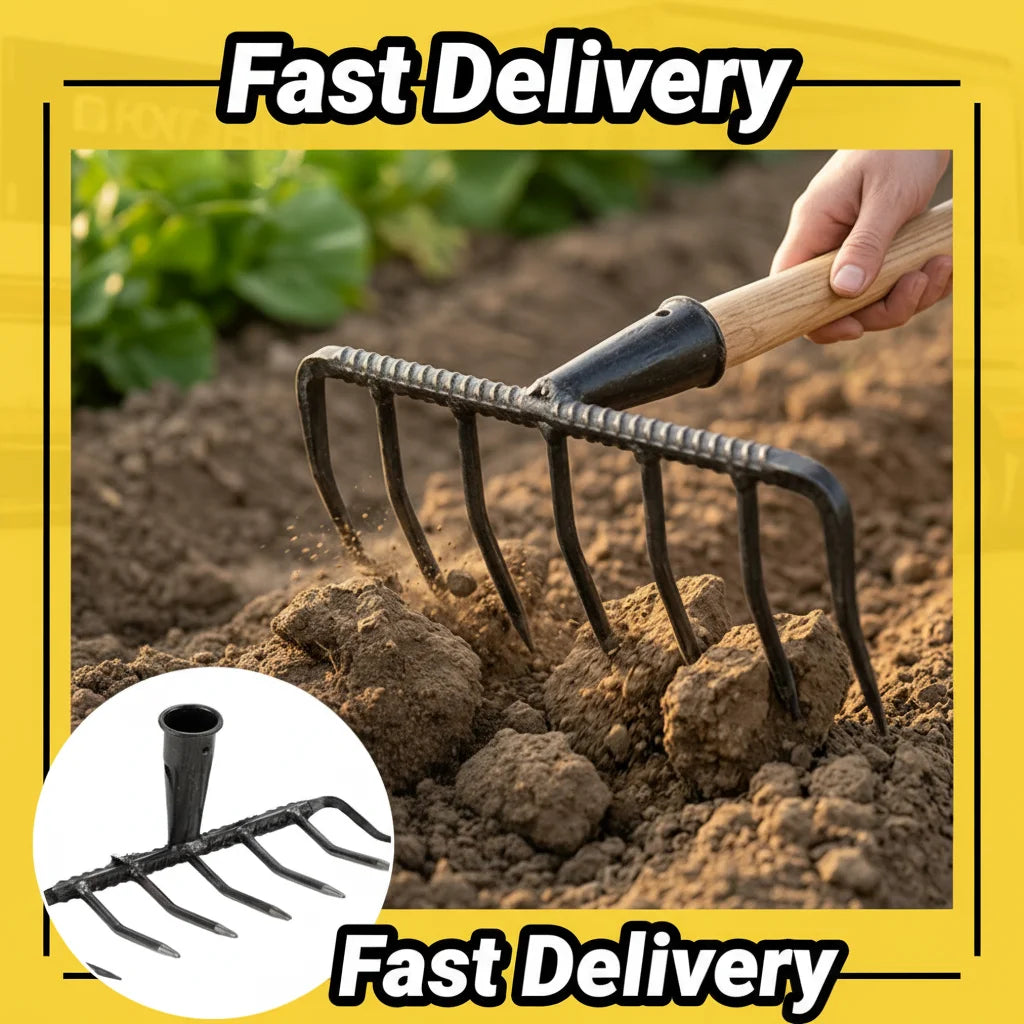 7-Tine Hardened Steel Rake Head – Heavy-Duty Garden Tool Garden Rake Head Zpaxo