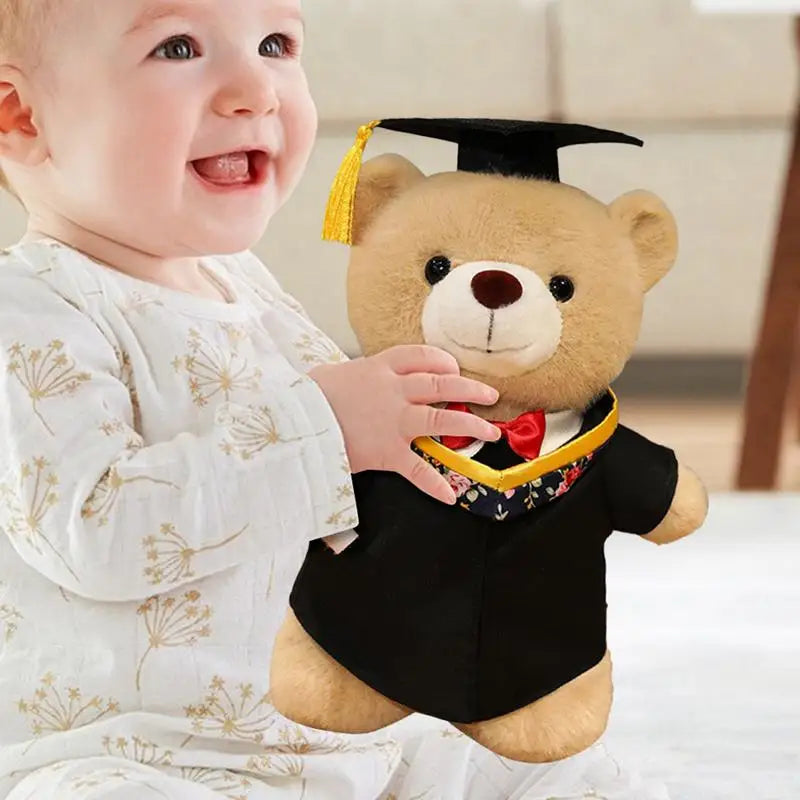 Graduation Stuffed Bear Soft Plush Toy Stuffed Animal With Gown Hat Cute Throw Pillow High School Home Decor For Preschool Zpaxo