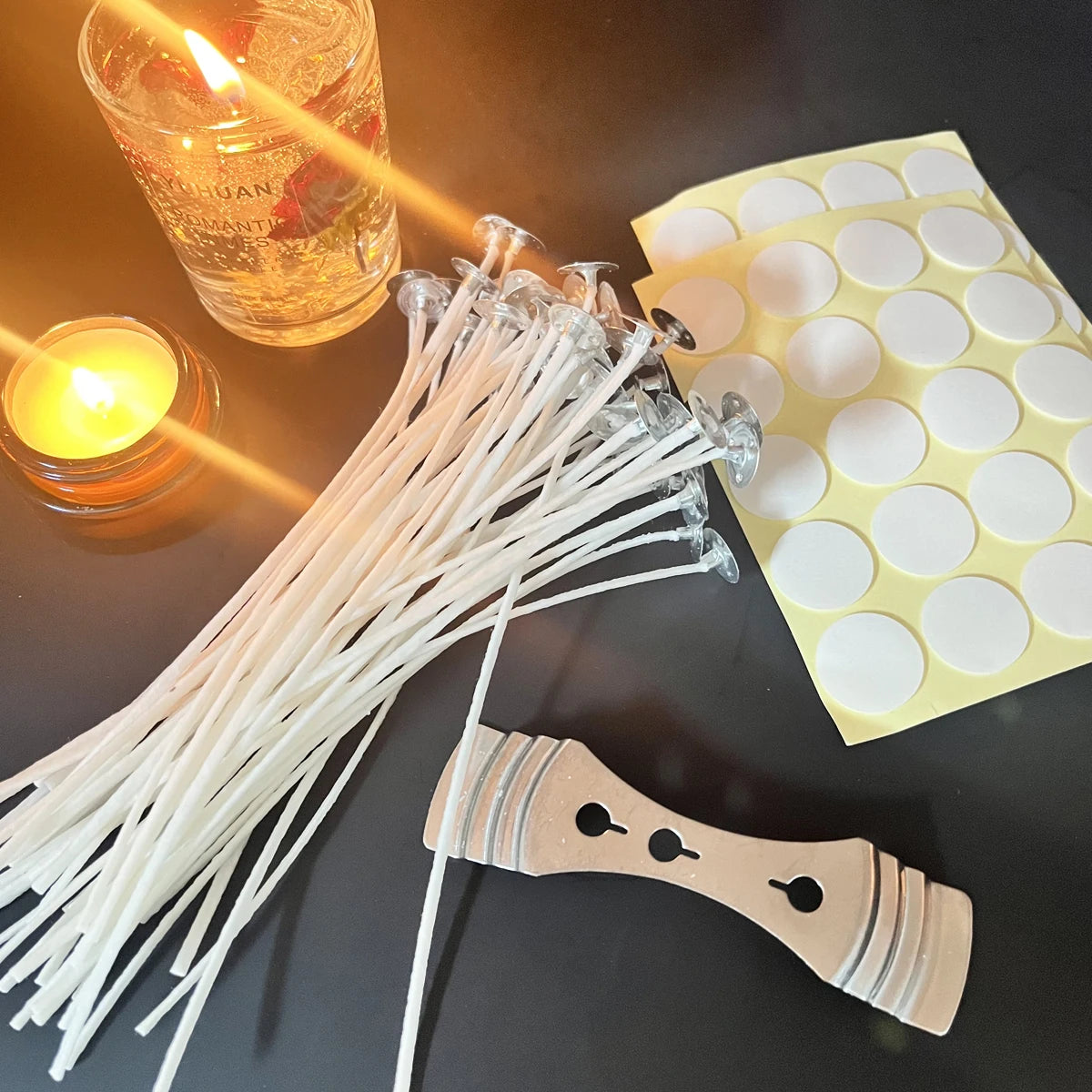 DIY Candle Making Kit – 50 Wicks, Metal Holder & Glue Dots Candle Making Kit Zpaxo