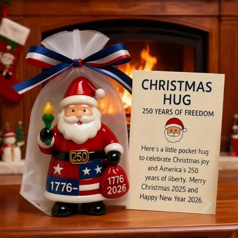250th Anniversary Santa Hug Ornament Shatterproof Acrylic Christmas