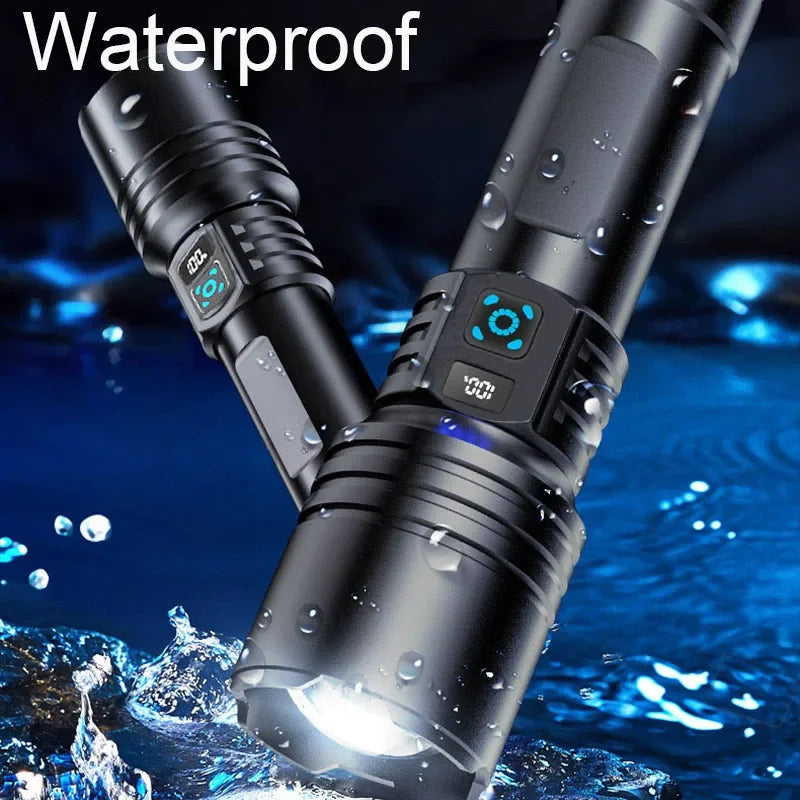Mikenoon Rechargeable LED Flashlight – Zoom, 500m Beam, Digital Rechargeable Flashlight Zpaxo