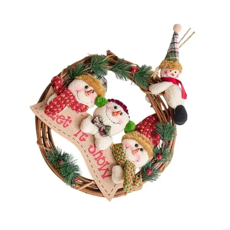 Christmas Santa Snowman Reindeer Flannel Wreath Festival Holiday