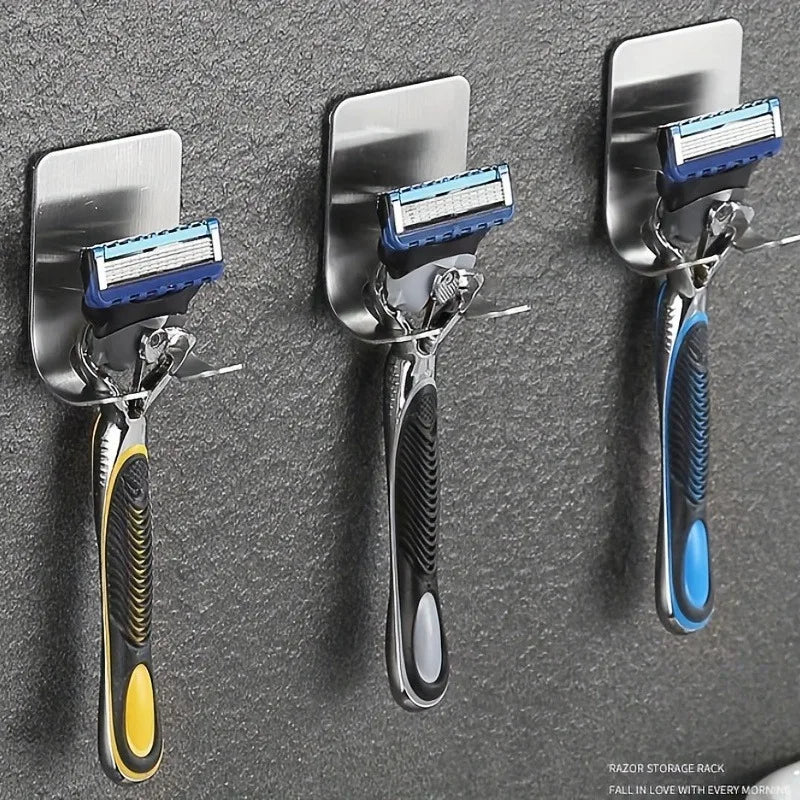 Sleek Stainless Steel Razor Rack Holder Punch-free Storage Plug Hook