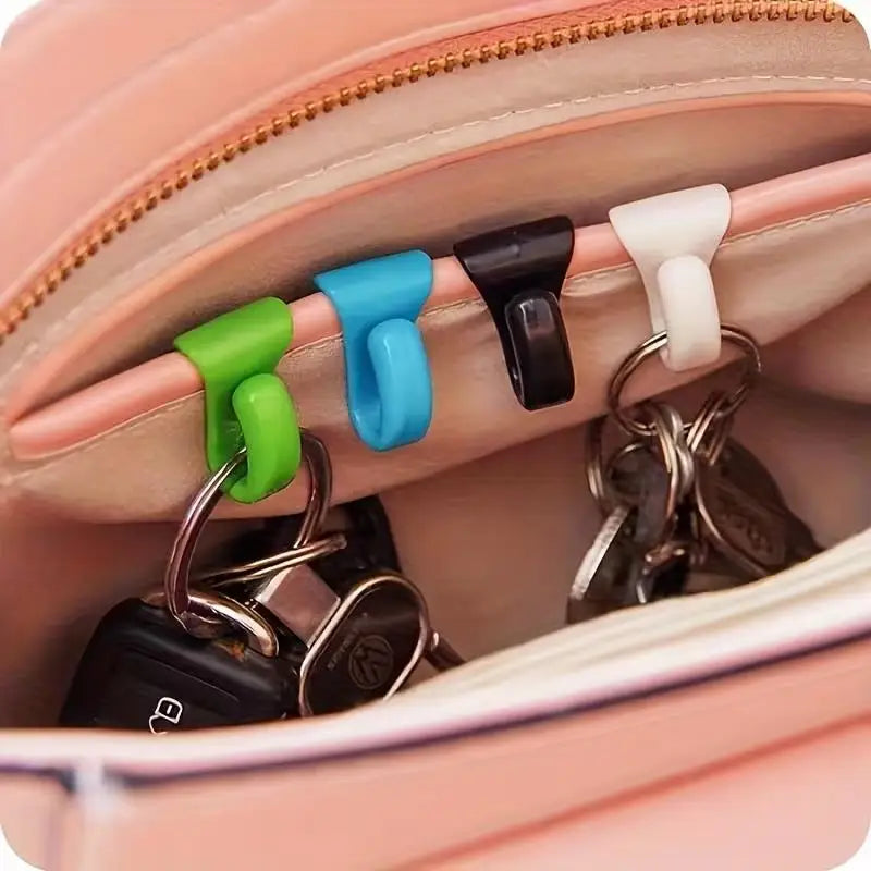 4-Pack Anti-Loss Key Hooks, Space-Saving Plastic Design for Quick Bag/Home/Car Organizing Zpaxo