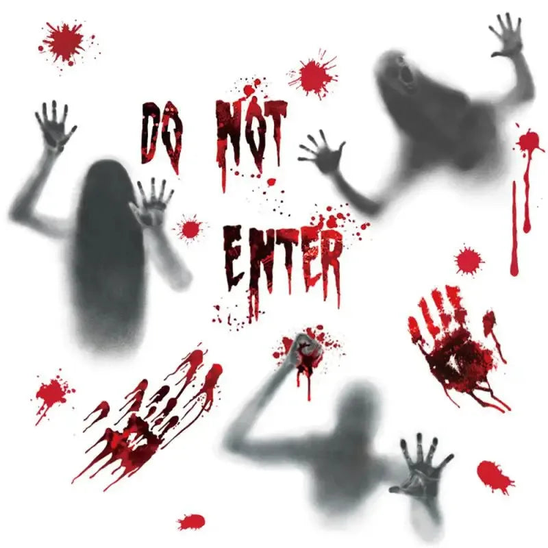 Blood Skull Window Stickers Horror Bloodstains Wall Handprints