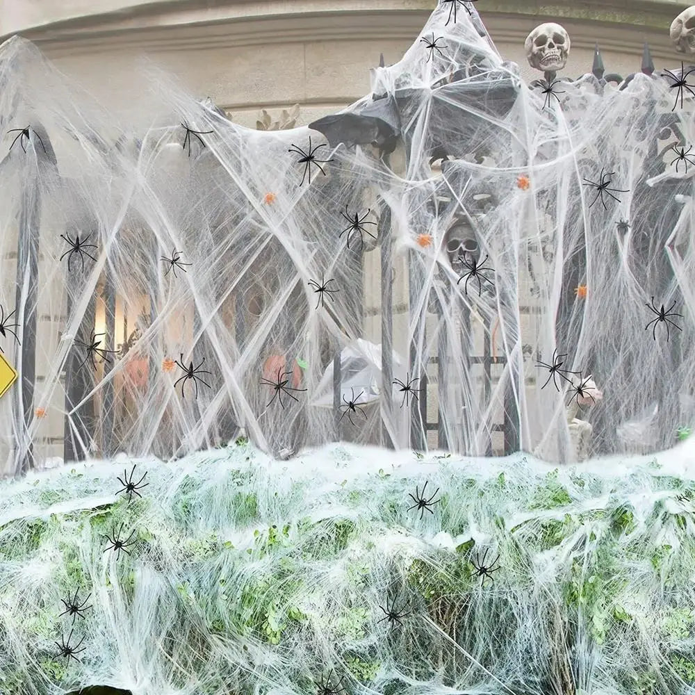 Halloween Stretchy Spider Web Decoration with Spiders | Haunted Decor Halloween Decoration Zpaxo