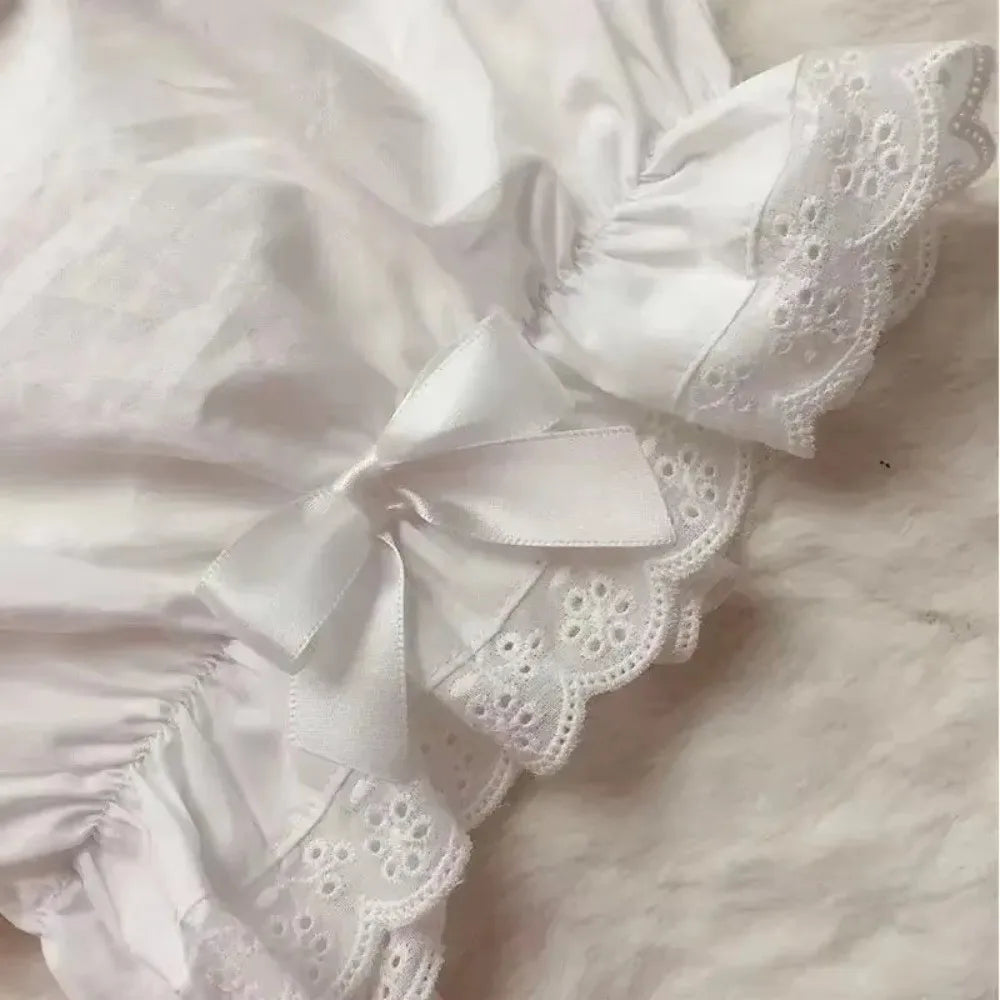 New Imitation Silk Women Lace Short Panties Ruffle Satin Knickers Anti Exposure Safety Pants Lolita Shorts Dress Pettipant Zpaxo