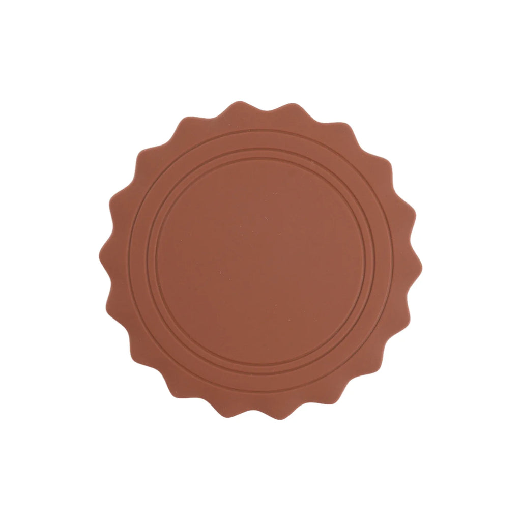 Silicone tea cup mat bowl mat dining table insulation mat home dining mat high-end and heat-resistant sand pot mat Zpaxo Sun shaped brown3PC