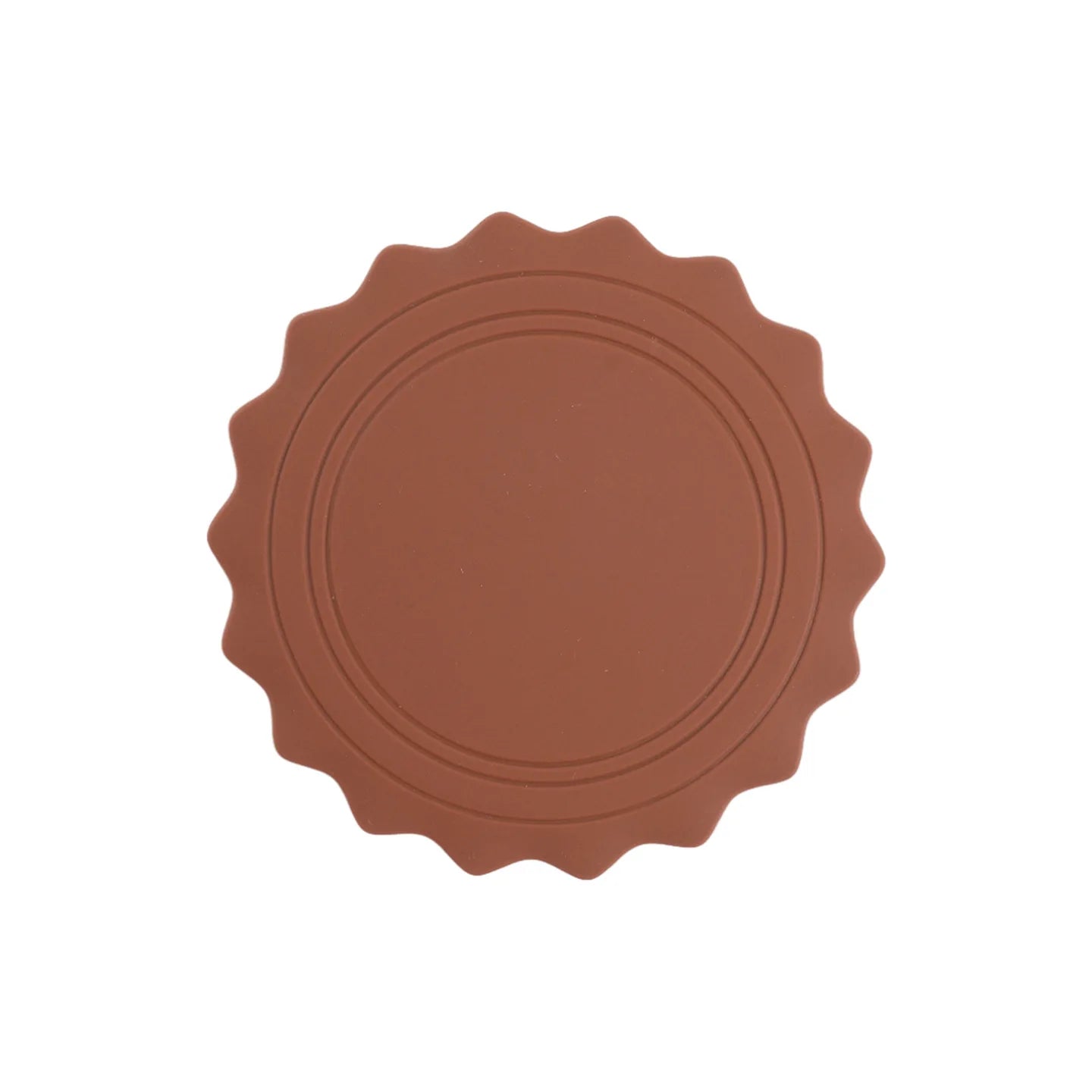 Silicone tea cup mat bowl mat dining table insulation mat home dining mat high-end and heat-resistant sand pot mat Zpaxo Sun shaped brown3PC