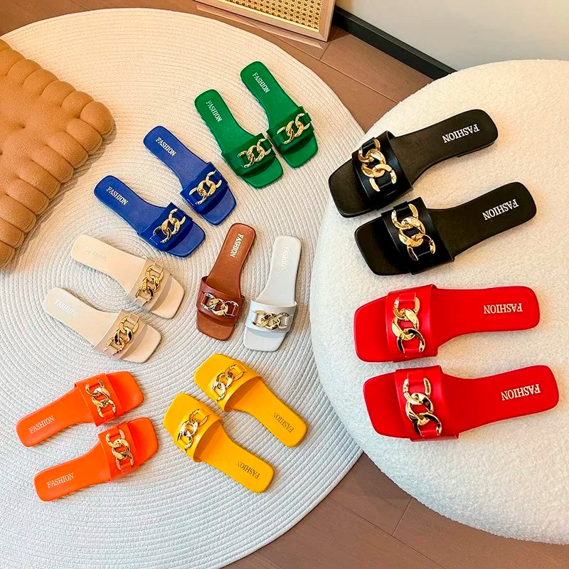 2026 Summer Women's Slippers Roman Fashion Designer Flat Sandals Zpaxo
