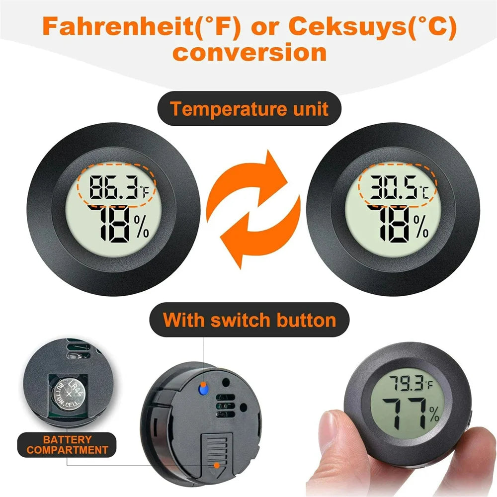 Portable Mini Circular Electronic Temperature Hygrometer LCD Display