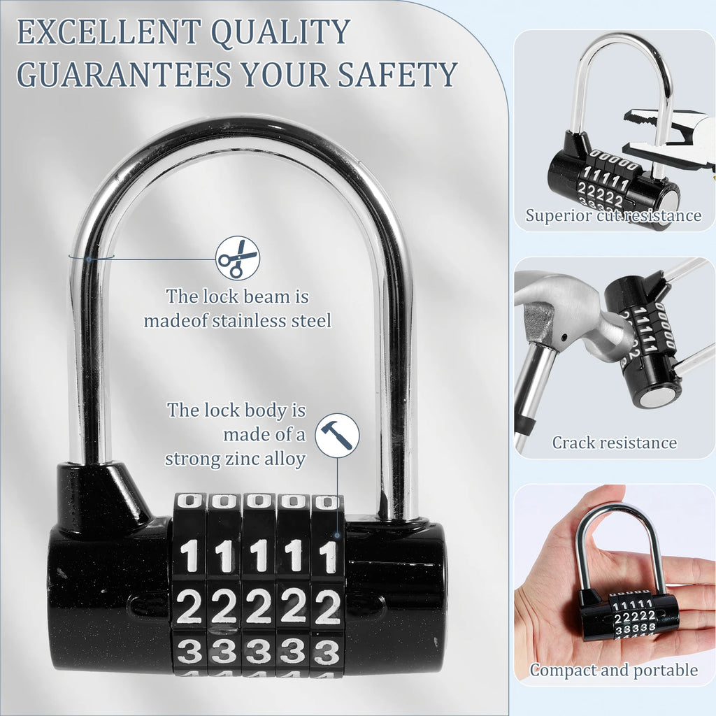 Padlock Combination 5 Digit Zinc Alloy 91/ 63mm Door Lock Luggage Cabinet Toolbox Gym Locker for Outdoor Hotel/Office/Safe Case Zpaxo
