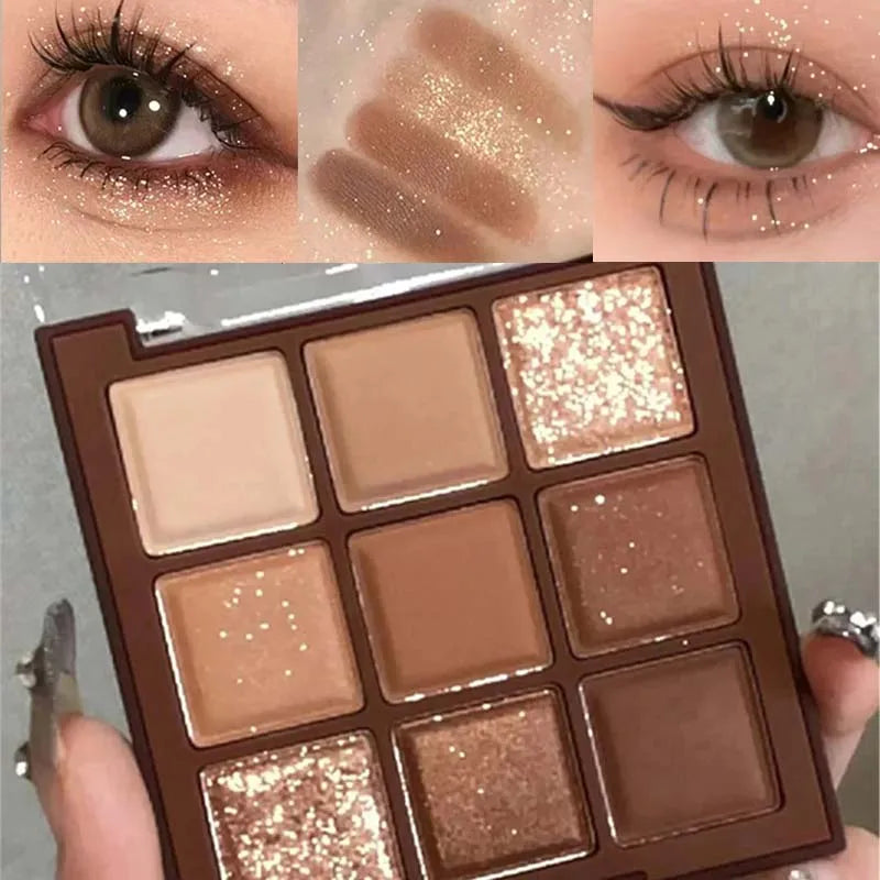 9 Chocolate Eye Shadow Palette Matte Pearly Glitter Earth Eyeshadow