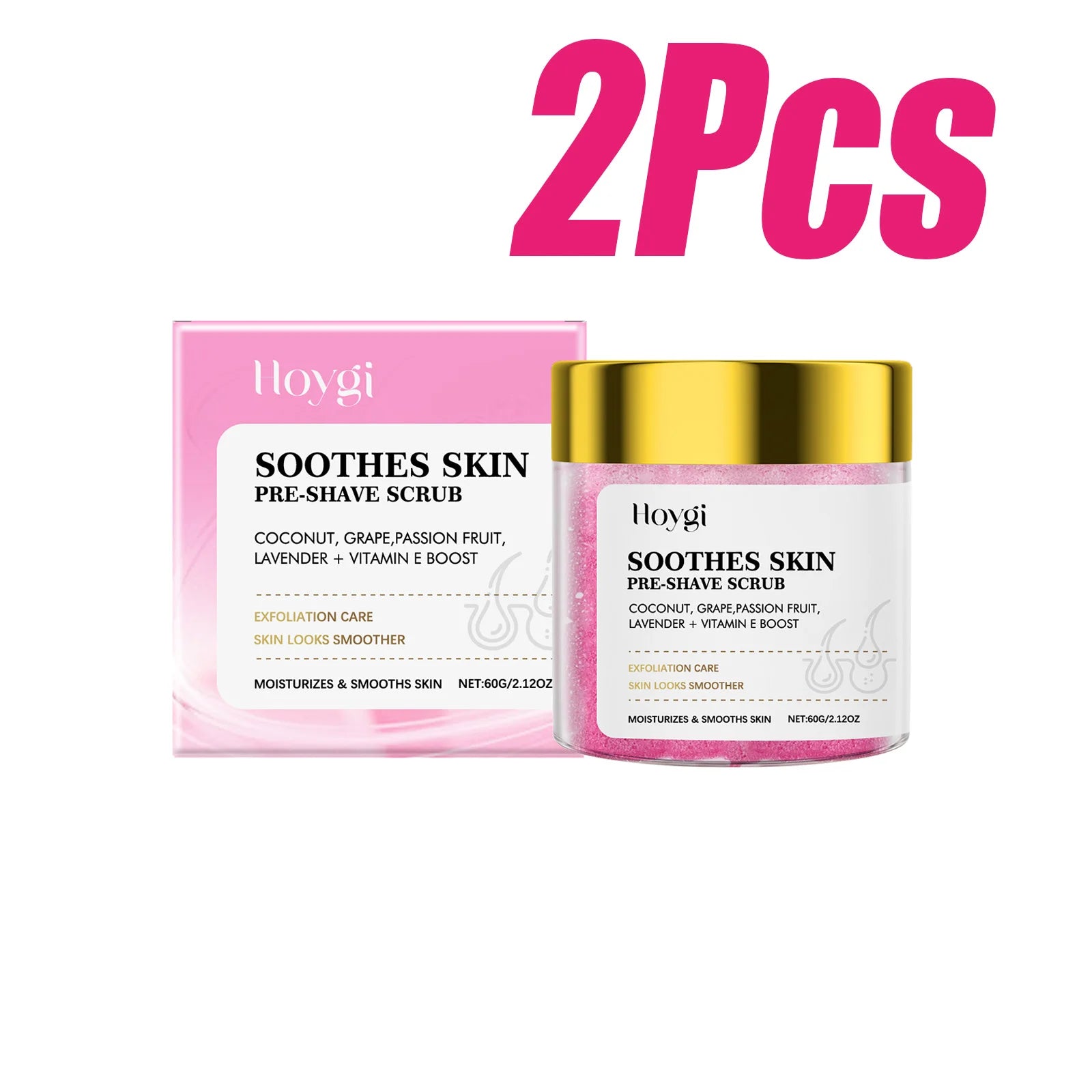 Hoygi Pre-Shave Exfoliating Scrub – Smooth Skin Face & Body Pre-Shave Scrub Zpaxo 2 x 60g boxed