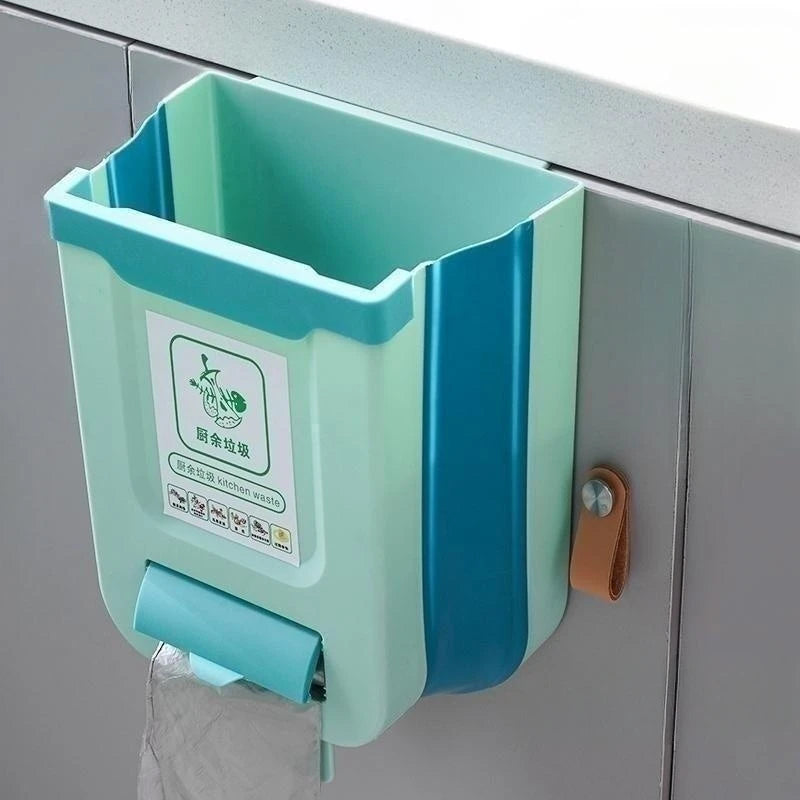 Kitchen Folding Trash Can Wall Mounted Trash Can Kitchen Cabinet Door Mounted Trash Can Folding Trash Can for Vehicles Zpaxo Green 10L