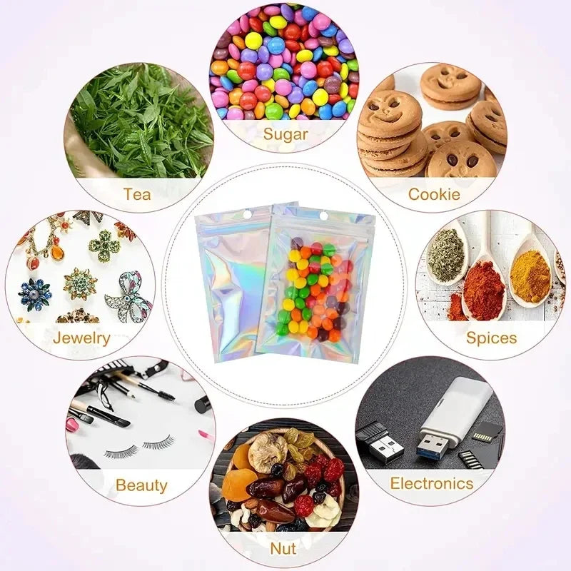 Iridescent Pearlescent Jewelry Bags Fashionable Cool Self-seal PE