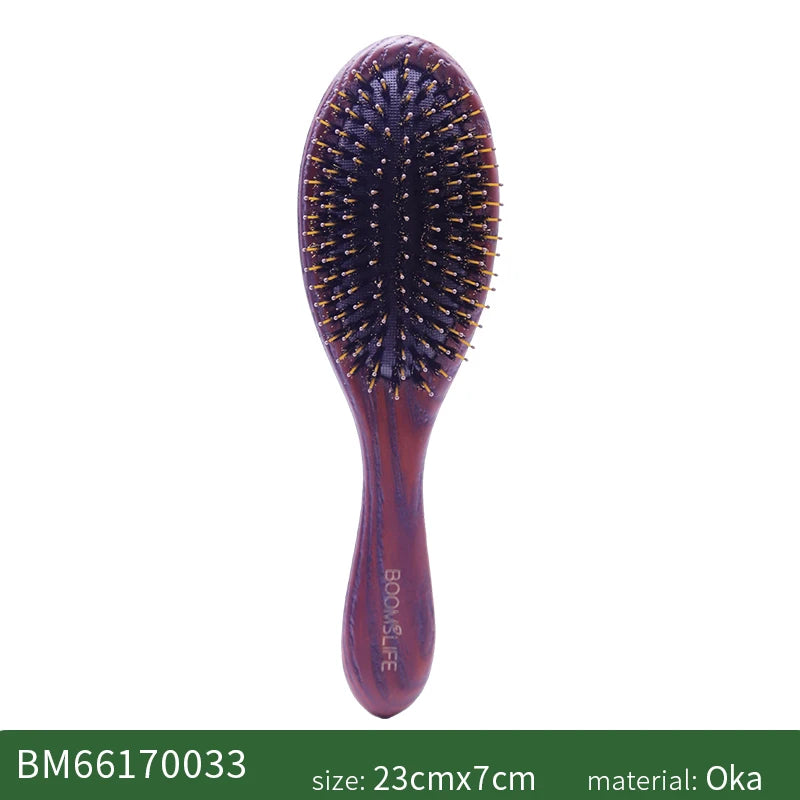 Custom Name Boar Bristle Hair Brush Women Detangling Hairbrush Hair Style Wood Comb Wet Dry Hair Scalp Brosse A Cheveux Bebe Zpaxo 1pc boar Brush B