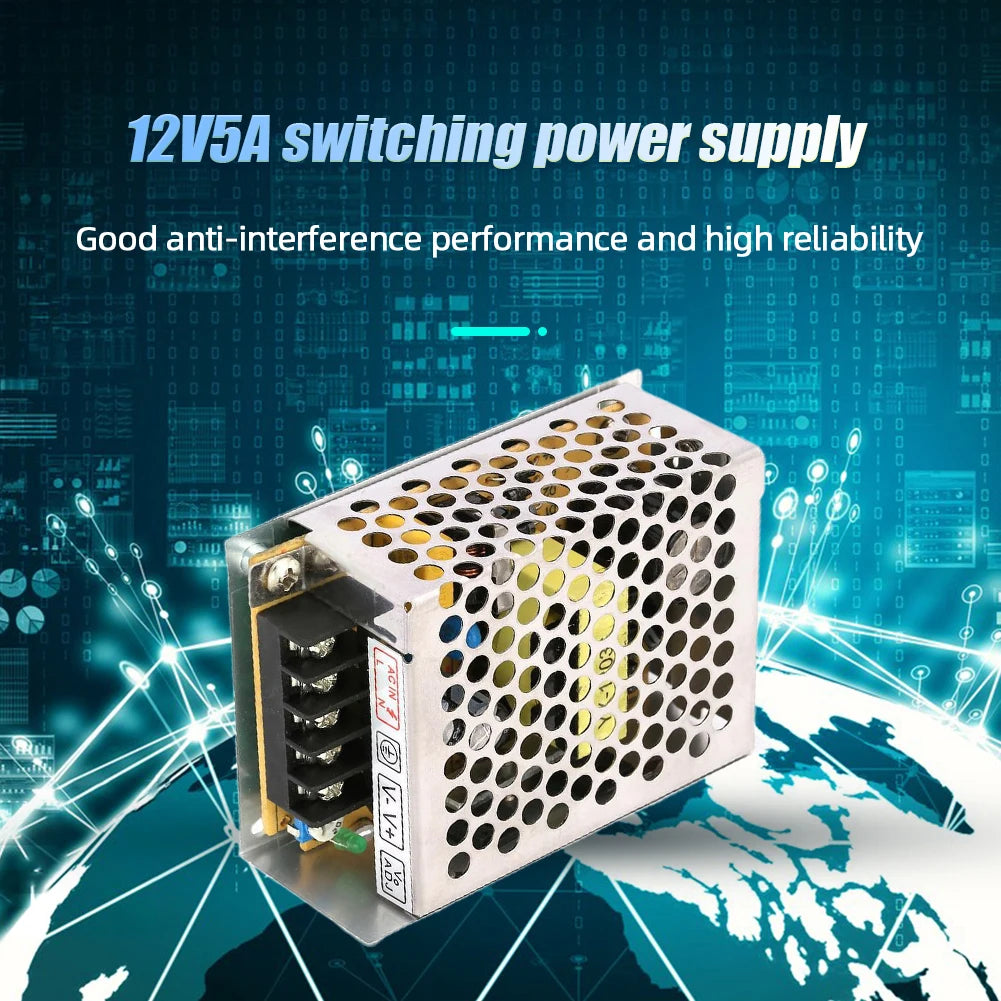 12V 5A Power Supply Adapter 60W Switching 220 AC DC LED Strip