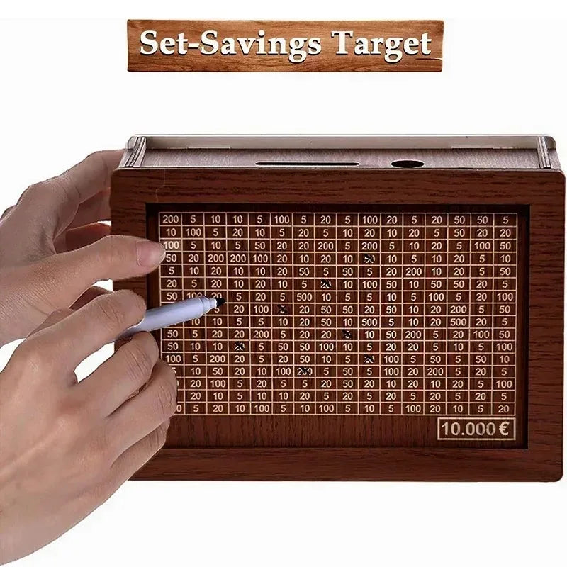 New Wooden Piggy Banks To Save Piggy Bank Child Euros Electronic Piggy Bank with Printed Number Markings & Saving Counter Zpaxo