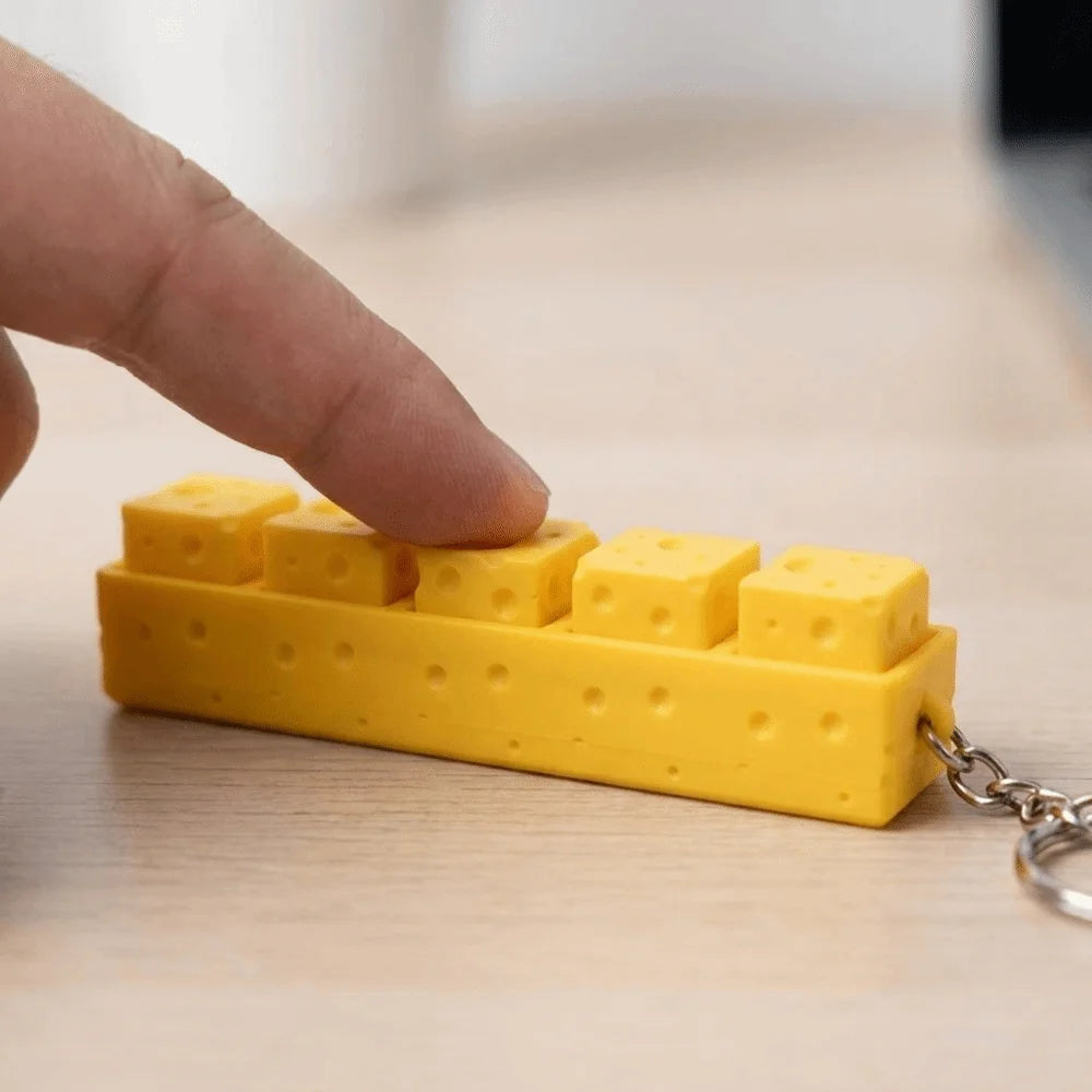 Lovely Cheese Shape Clicker Fidget Keychain Tactile Keyboard Press Zpaxo